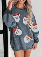 Sequin Santa Patch Ribbed Sweatshirt - Morsasale