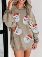 Sequin Santa Patch Ribbed Sweatshirt - Morsasale