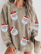 Sequin Santa Patch Ribbed Sweatshirt - Morsasale