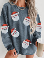 Sequin Santa Patch Ribbed Sweatshirt - Morsasale