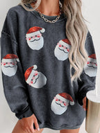 Sequin Santa Patch Ribbed Sweatshirt - Morsasale