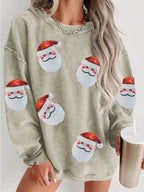 Sequin Santa Patch Ribbed Sweatshirt - Morsasale