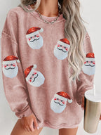 Sequin Santa Patch Ribbed Sweatshirt - Morsasale