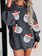 Sequin Santa Patch Ribbed Sweatshirt - Morsasale