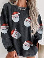 Sequin Santa Patch Ribbed Sweatshirt - Morsasale
